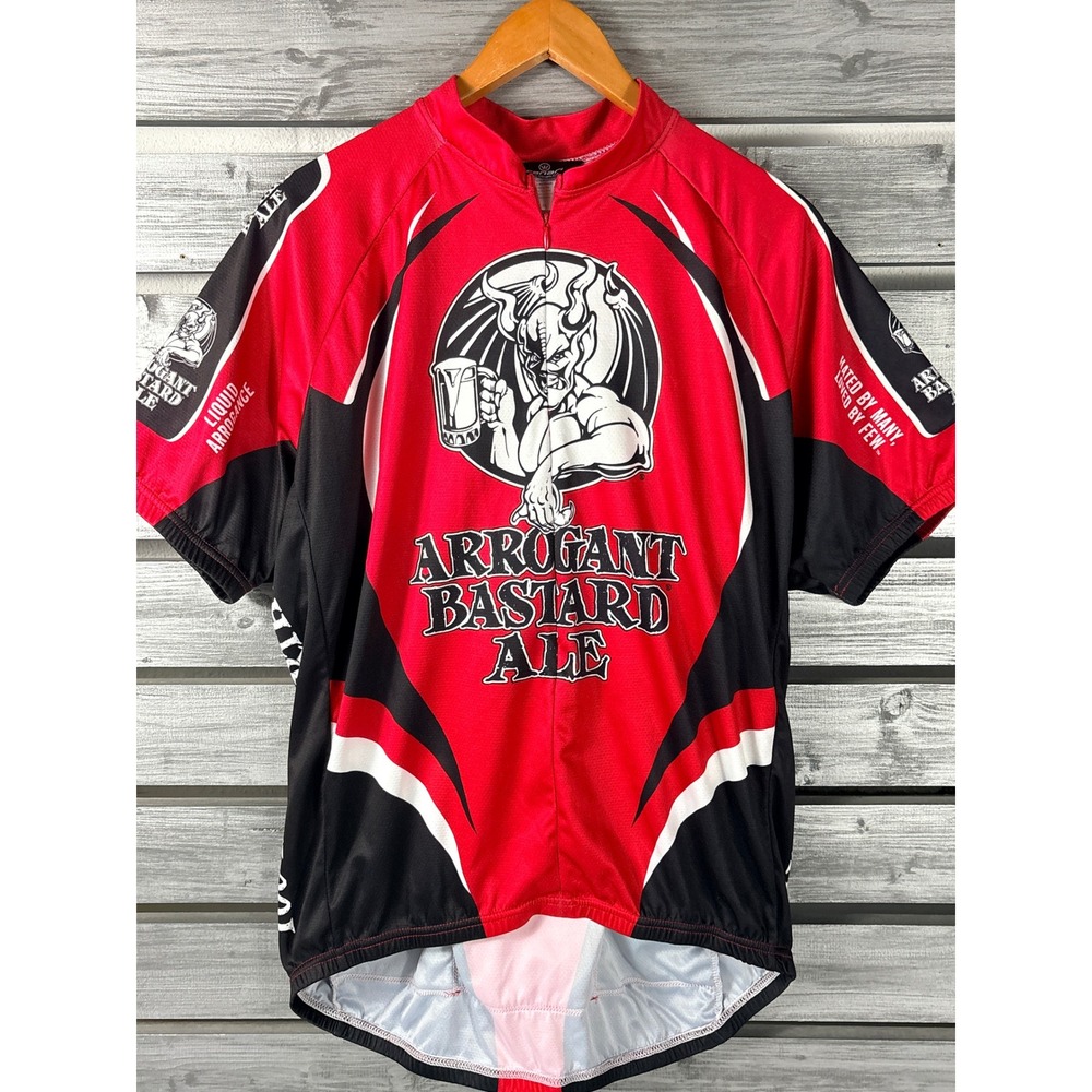 Canari Arrogant Bastard Ale Mens XL Cycling Jersey Red Black Stone Brewing Co